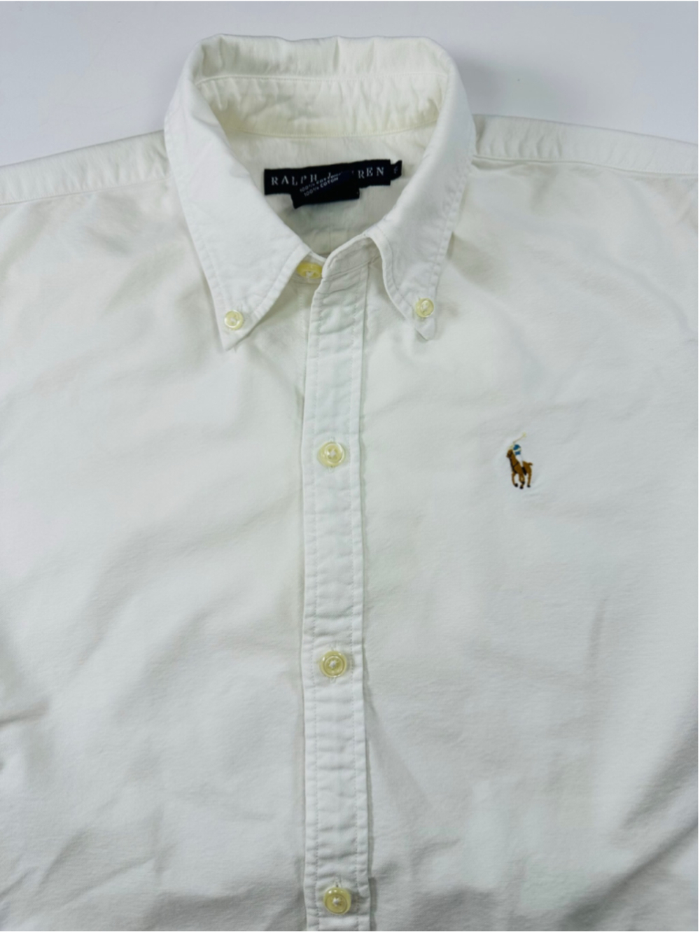 VTG Ralph Lauren Vintage Women’s White Oxford Button Down Shirt Made Hong Kong - Picture 9 of 15
